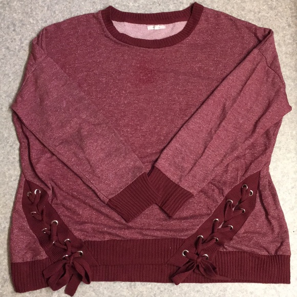 Maurices Tops - 🧸Maurices Berry Red Long Sleeve Shirt w Lacing